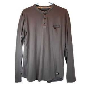 DC Shoes Henley Shirt Long Sleeve Gray men's size L, Grunge Skatewear Streetwear